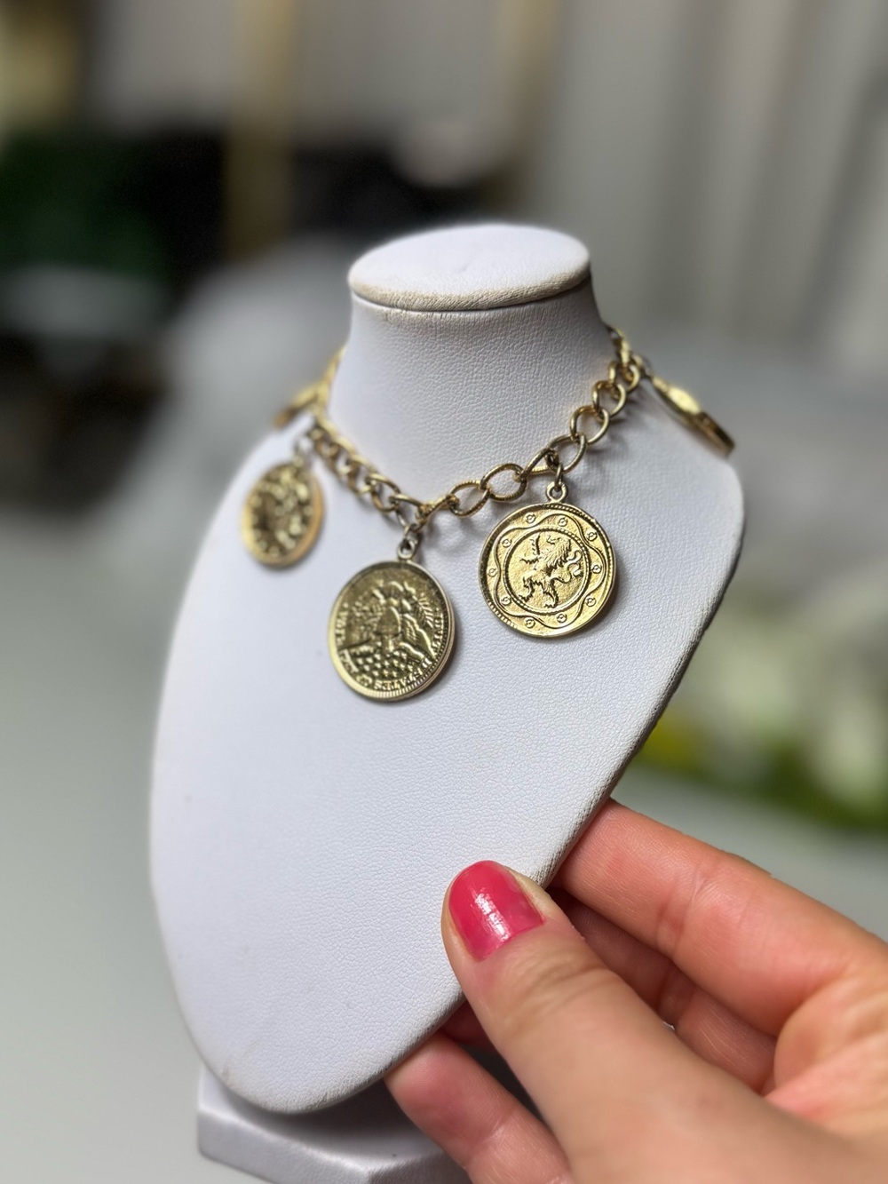 Gold Coin Charm Link Bracelet - Women Jewelry - Picture 4 of 13